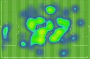 Mapa de calor de Casemiro en el Espanyol-Real Madrid.