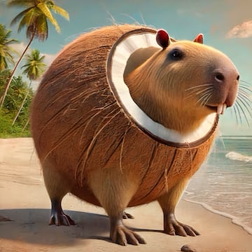 Un capibara fusionado con un coco.