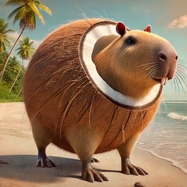 Un capibara fusionado con un coco.