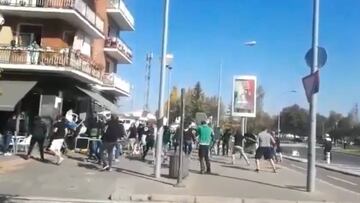 Racing Santander and Alavés Ultras in streetfight