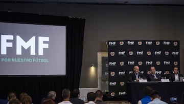 Ivar Sisniega, Juan Carlos Rodriguez President of the Mexican Soccer Federation and Mikel Arriola President of Liga BBVA MX during the FMF (Mexican Football Federation) and Liga BBVA MX Press Conference, in the Salon Castillo of the Intercontinental Hotel in Mexico City, on June 12, 2023.

<br><br>

Ivar Sisniega, Juan Carlos Rodriguez Presidente de la Federacion Mexicana de Futbol y Mikel Arriola Presidente de la Liga BBVA MX durante la conferencia Conferencia de Prensa FMF (Federacion Mexicana de Futbol) y Liga BBVA MX, en el Salon Castillo del Hotel Intercontinental de la Ciudad de Mexico, el 12 de Junio de 2023.