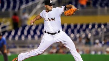 (FILES) This file photo taken on September 20, 2016 shows Jose Fernandez #16 of the Miami Marlins pitching during the game against the Washington Nationals at Marlins Park on in Miami, Florida.  According to media outlets September 25, 2016, Fernandez was killed in a boating accident in Florida early Sunday morning. Fernandez was 24 years old. The Marlins announced the cancelation of Sunday's game against the Atlanta Braves. / AFP PHOTO / GETTY IMAGES NORTH AMERICA / Rob Foldy