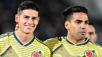 James y Falcao en partido con Selección ante Japón