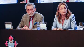 El presidente saliente Carlos Mouriño junto a su hija Marián, su sucesora al frente del Celta.