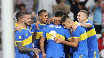 Al Ain (United Arab Emirates), 20/01/2023.- Players of Boca Juniors celebrate after scoring the 1-0 goal during the Supercopa Argentina final soccer match between Boca Juniors and Racing Club in Al Ain, United Arab Emirates, 20 January 2023. (Emiratos Árabes Unidos) EFE/EPA/ALI HAIDER
