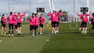 Los jugadores, en la sesión del martes.