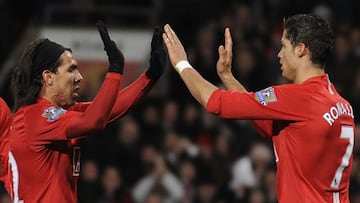 Cristiano Ronaldo y Carlos Tevez, con el Manchester United.