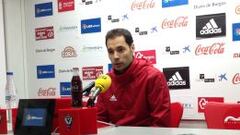 &Aacute;lex Ortiz, durante la rueda de prensa previa al encuentro de ida de cuartos  de final de Copa del Rey entre el Mirand&eacute;s y el Sevilla