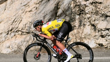 NICE, FRANCE - MARCH 12: Tadej Pogacar of Slovenia and UAE Team Emirates - Yellow Leader Jersey competes during the 81st Paris - Nice 2023, Stage 8 a 118.4km stage from Nice to Nice / #UCIWT / #ParisNice / on March 12, 2023 in Nice, France. (Photo by Alex Broadway/Getty Images)