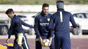 Roberto, entrenándose en el Ciudad de Málaga.