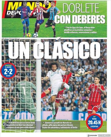 Las portadas de la prensa tras el Real Madrid-Bayern Múnich