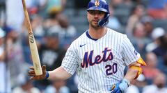 NEW YORK, NEW YORK - JULY 14: Pete Alonso #20 of the New York Mets reacts after hitting a two-run home run against the Colorado Rockies during the fourth inning at Citi Field on July 14, 2024 in the Queens borough of New York City.   Luke Hales/Getty Images/AFP (Photo by Luke Hales / GETTY IMAGES NORTH AMERICA / Getty Images via AFP)