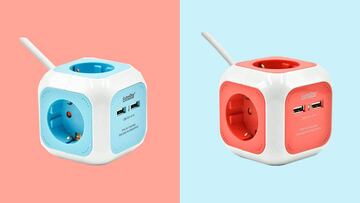 Así es la regleta de cubo con carga USB y cable de 1,5m que triunfa en Amazon