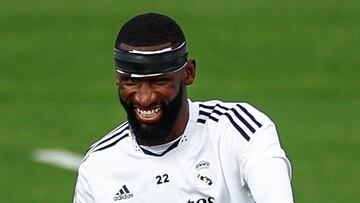 Rüdiger, en un entrenamiento reciente en Valdebebas.