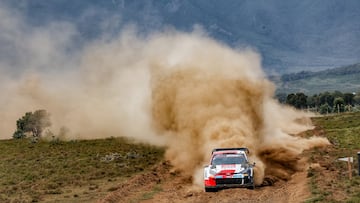Sébastien Ogier, con el Toyota en el Rally de Kenia 2023.