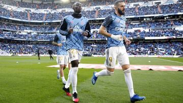 Benzema, en el entrenamiento previo al derbi madrileño ante el Atlético de Madrid del pasado 1 de febrero