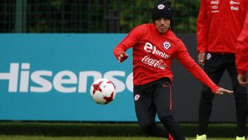 Alexis S&aacute;nchez en el entrenamiento del jueves por la tarde.