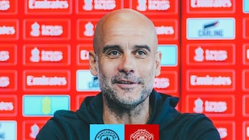 Pep Guardiola, en conferencia de prensa antes de la final de la FA Cup.