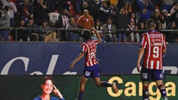Jurgen Damm celebrates his goal 2-1 of San Luis during the game Atletico San Luis vs Leon, corresponding to Play In of the Torneo Apertura 2023 of the Liga BBVA MX, at Alfonso Lastras Stadium, on November 23, 2023.
<br><br>
Jurgen Damm celebra su gol 2-1 de San Luis durante el partido Atletico San Luis vs Leon, correspondiente al Play In del Torneo Apertura 2023 de la Liga BBVA MX, en el Estadio Alfonso Lastras, el 23 de noviembre de 2023.