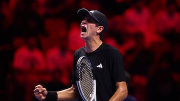JEDDAH, SAUDI ARABIA - DECEMBER 17: Rafael Jodar of Spain celebrates victory over Learner Tien of USA after his Men's Singles Group Stage match on day one of the Next Gen ATP Finals presented by PIF at King Abdullah Sports City on December 17, 2025 in Jeddah, Saudi Arabia. (Photo by Francois Nel/Getty Images)