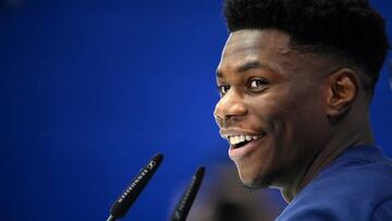 Fance's midfielder Aurelien Tchouameni attends a press conference at the Jassim-bin-Hamad Stadium in Doha on November 17, 2022, ahead of the Qatar 2022 World Cup football tournament. (Photo by FRANCK FIFE / AFP) (Photo by FRANCK FIFE/AFP via Getty Images)