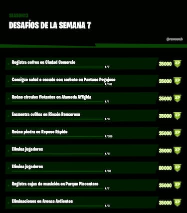 Fortnite Temporada 3: desafíos filtrados Semana 7