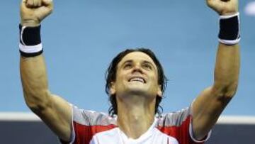 <b>VICTORIA. </b>David Ferrer celebra su pase a la final tras batir a Dodig.