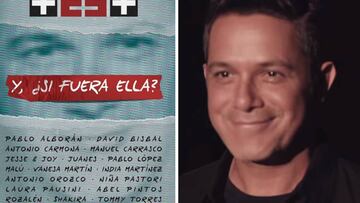 Cartel de la nueva versión de la canción de Alejandro Sanz "Y, ¿si fuera ella?" y una imagen del cantante en el videoclip.