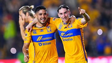 during the 16th round match between Tigres UANL and Necaxa as part of the Torneo Clausura 2024 Liga BBVA MX at Universitario Stadium on April 20, 2024 in Monterrey, Nuevo Leon, Mexico.