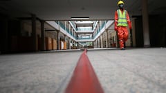 A fire service man is seen during fumigation at a government office on the second day of a 14-day lockdown aimed at limiting the spread of coronavirus disease (COVID-19), in Abuja, Nigeria April 1, 2020.REUTERS/Afolabi Sotunde