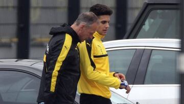 Marc Bartra en su regreso a los entrenamientos. 