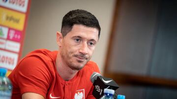 Robert Lewandowski during the press conference of the Polish national football team