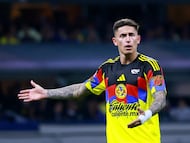 Soccer Football - Liga MX - Club America v Cruz Azul - Estadio Azteca, Mexico City, Mexico - April 11, 2026 Club America's Brian Rodriguez reacts REUTERS/Eloisa Sanchez