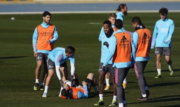 Los jugadores durante el entrenamiento. 