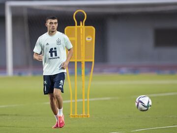 Pedri, tras la Eurocopa, durante el primer entrenamiento en Japón.