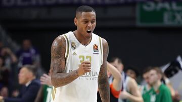 Trey Thompkins, durante un partido con el Real Madrid