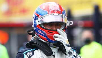 BUDAPEST, HUNGARY - AUGUST 01: George Russell of Great Britain and Williams walks in parc ferme during the F1 Grand Prix of Hungary at Hungaroring on August 01, 2021 in Budapest, Hungary. (Photo by Mark Thompson/Getty Images)