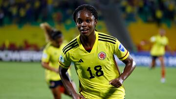 Linda Caicedo en un partido de la Selección Colombia Femenina.