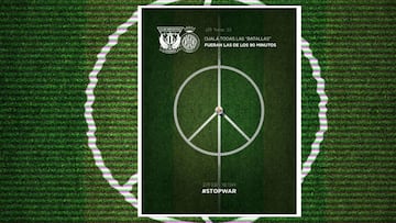 El Leganés disfraza su césped para pedir paz en la Guerra de Ucrania