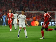 Soccer Football - UEFA Champions League - Quarter Final - Second Leg - Bayern Munich v Real Madrid - Allianz Arena, Munich, Germany - April 15, 2026 Real Madrid's Arda Guler scores their first goal REUTERS/Kai Pfaffenbach