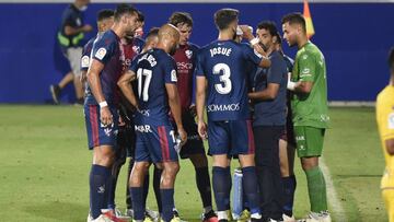 El Huesca, en un partido de esta temporada.