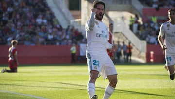 Isco celebra aquel 0-1 en Girona.