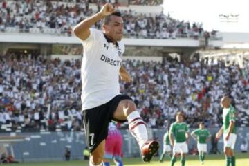 Futbol, Futbol, Colo Colo vs Audax Italiano. 
Segunda fecha, campeonato de Clausura 2016/17.
El jugador de Colo Colo Esteban Paredes celebra luego de convertir un gol contra Audax Italiano durante el partido de primera division disputado en el estadio Monumental de Santiago, Chile.
12/02/2017
Marcelo Hernandez/Photosport
*************

Football, Colo Colo vs Audax Italiano.   Second date, Closure Championship 2016/17.
Colo Colo's player Esteban Paredes  celebrates after scoring against Audax Italiano during the first division football match held at the Monumental stadium in Santiago, Chile.
12/02/2017.
Marcelo Hernandez/Photosport