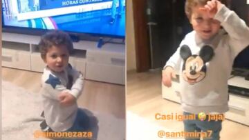 Crack es quedarse muy corto: el ni?o de Parejo imitando a Santi Mina y Zaza