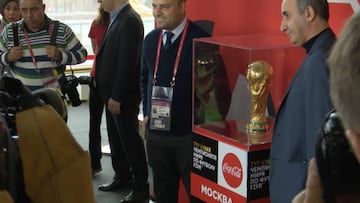 The World Cup goes on display at the Kremlin in Moscow