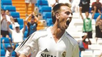 <b>NUEVA INCORPORACIÓN. </b>Borja Fernández celebra un gol con el Real Madrid.