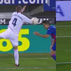 Otra vez las manos: distinto criterio con Ramos y De Jong