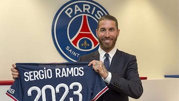 Sergio Ramos, el d&iacute;a de su presentaci&oacute;n con el PSG