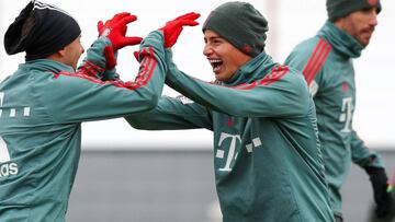 James Rodríguez en entrenamiento del Bayern