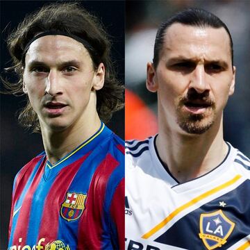 Zlatan llegó al Barcelona hace 10 años, sus problemas y controversias lo sacaron de ahí. Ahora comparte vestidor con los hermanos Dos Santos en el Galaxy de Los Ángeles.